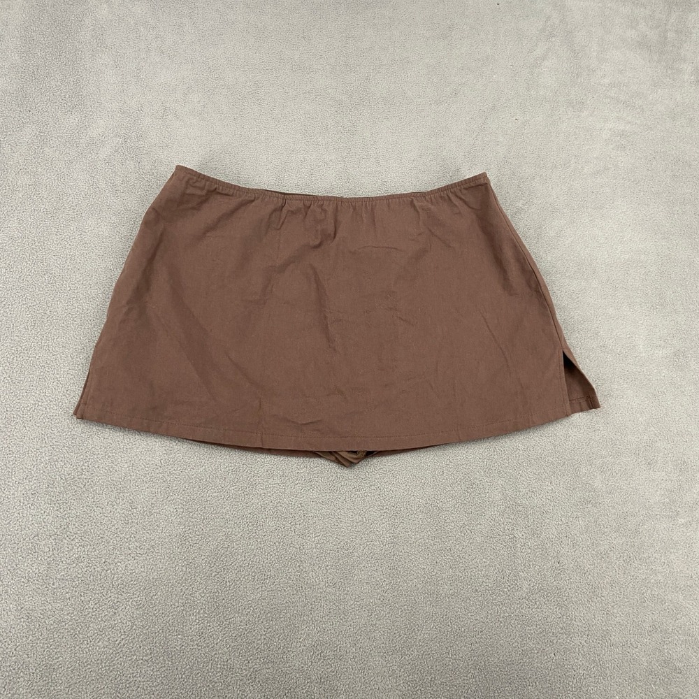 Cider Brown Mini Skort Coffee Cotton‎ A-Line Side Slit Shorts Size L
